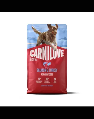 Hrană câini activi CARNILOVE Active Dog Salmon and Turkey Adult 4 kg somon și curcan