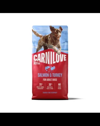 Hrană câini activi 12 kg CARNILOVE Active Dog Salmon and Turkey Adult somon și curcan