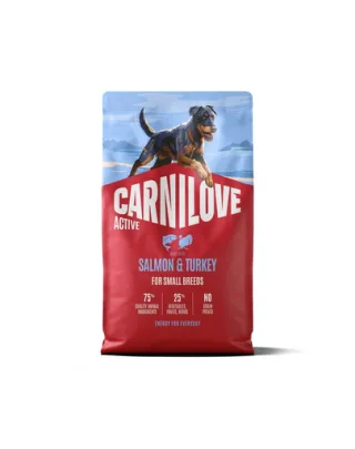 Hrană câini adulți talie mică CARNILOVE Active Dog Salmon &amp; Turkey Adult Small Breeds 4 kg somon și curcan