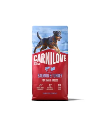 Hrană câini rasă mică 12 kg CARNILOVE Active Dog Salmon &amp; Turkey Adult Small Breeds, somon și curcan