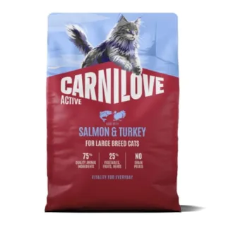 Hrana uscata pisici, Carnilove Active Cat Dry Salmon  Turkey Adult Large Breeds 2 kg