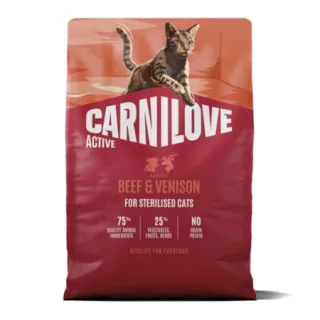 Hrana uscata pisici, Carnilove Active Cat Dry Beef  Venison Sterilised Adult All Breeds 2 kg
