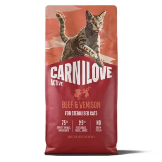 Hrana uscata pisici, Carnilove Active Cat Dry Beef  Venison Sterilised Adult All Breeds 6 kg