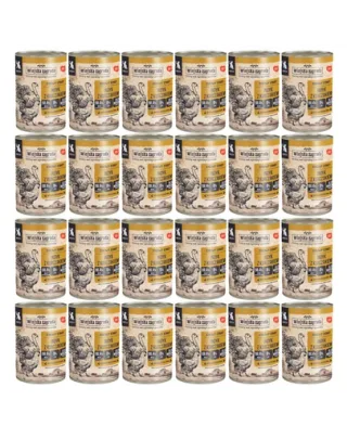 WIEJSKA ZAGRODA Conserva hrana pisoi, cu curcan si pui 24x400g