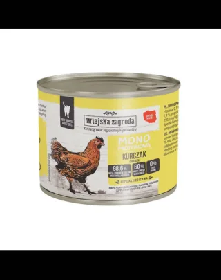 WIEJSKA ZAGRODA Hrană umedă monoproteică pentru pisici cu pui, 24x200 g