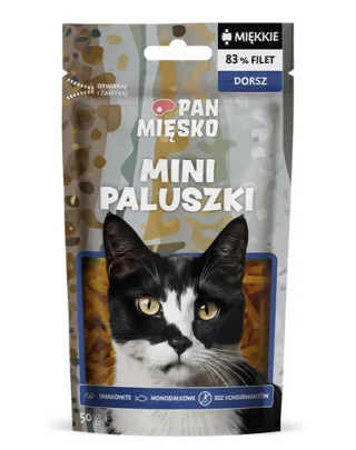 AN MIĘSKO Mini bețișoare cu cod gustare pentru pisici 50 g