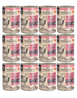 WIEJSKA ZAGRODA Conserva hrana pisici, cu miel si krill 12x400g