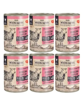 WIEJSKA ZAGRODA Conserva hrana pisici, cu miel si krill 6x400g