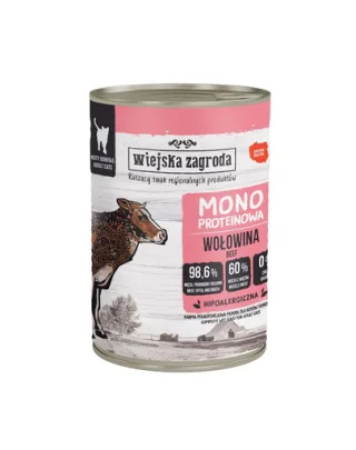 WIEJSKA ZAGRODA Hrană umedă monoproteică cu vită pentru pisici 6x400g
