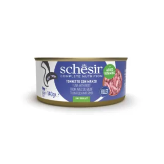 SCHESIR, Ton și Vită, conservă hrană umedă pisici, (în aspic), 140g