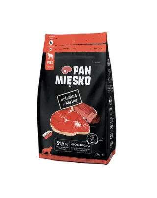 PAN MIĘSKO Mancare uscata caine talie medie, cu vita si capra M 2x3 kg