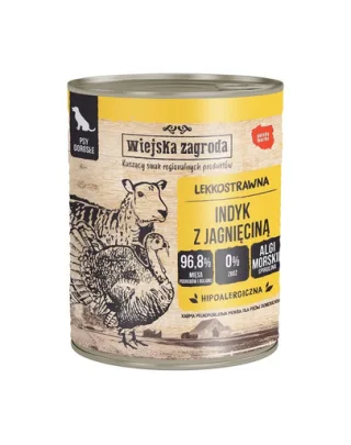 WIEJSKA ZAGRODA hrana umeda fara cereale pentru caini 6x800 g curcan si miel