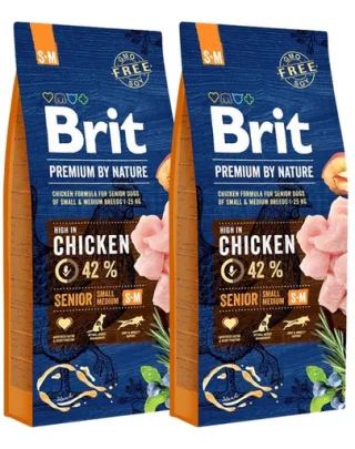 BRIT Premium By Nature Senior Small Medium S+M Hrana uscata pentru caini senior de talie mica sau medie 30 kg (2 x 15 kg)