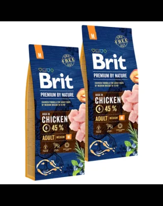 BRIT Premium by Nature Adult Medium M Chicken 2 x 15 kg hrană câini adulți talie medie, cu pui