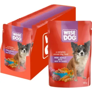 Set 24 buc x 100 gr Hrana umeda pentru caini Wise Mini Adult cu vita