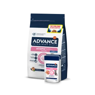 Dieta Veterinara Caini, Advance Veterinary Diets Dog Atopic & Food Sensitivity Mini, Pastrav, 1.5 kg + 2x Advance Veterinary Diets Dog Atopic Derma Care, 150 g