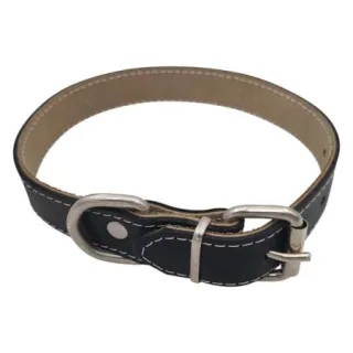 Zgarda din piele pentru caini Nr.3 Petro Neagra 2,4 x 50 cm