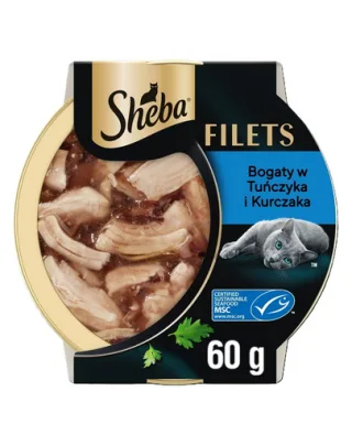 SHEBA File de pui și ton în sos 60 g hrană umedă pentru pisici
