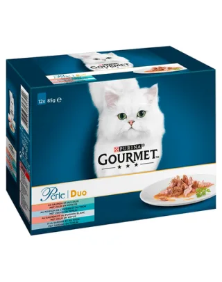 GOURMET Perle Duet Hrana umeda cu peste pentru pisici adulte 12x85g
