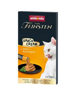ANIMONDA Vom Feinsten Snack Cream cu pui și iarbă pentru pisici 6x15 g gustare cremoasă pentru pisici