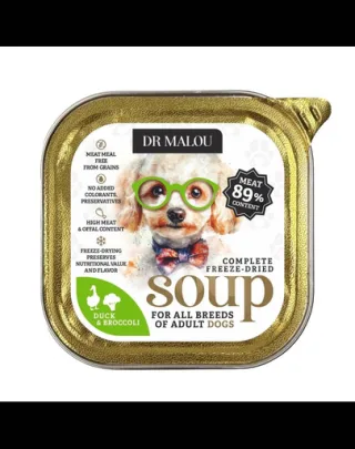 DR MALOU Supă liofilizată Rață cu broccoli 12g hrană umedă pentru câini