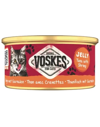VOSKES Jelly Tuna with Shrimp 85 g hrană complementară pentru pisici, 100% ton cu creveți în jeleu