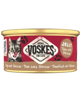 VOSKES Jelly Ton cu Shirasu 85 g 100% ton cu sardelă japoneză (shirasu) în aspic, hrană complementară pentru pisici