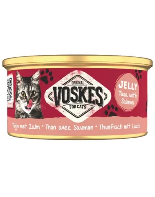 VOSKES Jelly Ton cu Somon 85 g – 100% ton cu somon în aspic, hrană complementară pentru pisici