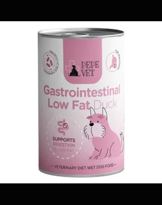 PAKA ZWIERZAKA PEPE Vet Gastrointestinal Low Fat Duck 400 g hrană umedă pentru câini, destinată susținerii sistemului digestiv