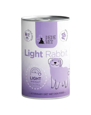 PAKA ZWIERZAKA PEPE Vet Light Rabbit 400 g hrană umedă pentru câini, destinată susținerii reducerii greutății corporale