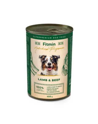FITMIN Monoprotein Lamb and Beef 400 g hrană umedă monoproteică pentru câini cu vită și miel