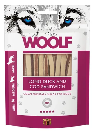 WOOLF DOG SNACKS Long Duck and Cod Sandwich 100g