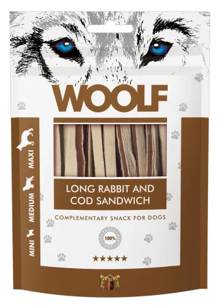 WOOLF DOG SNACKS Long Rabbit and Cod Sandwich 100g