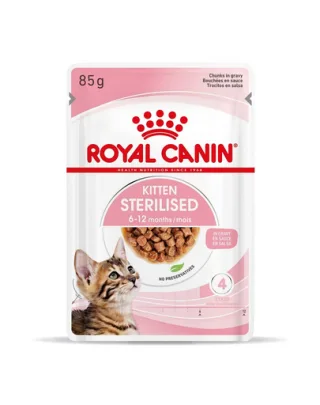ROYAL CANIN Kitten Sterilised hrană umedă în sos pentru pisoi până la vârsta de 12 luni, sterilizată 48 x 85 g