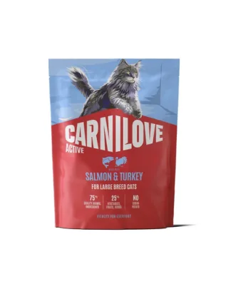 Hrană pisici mari CARNILOVE Active Cat Salmon and Turkey Adult Large 400 g somon și curcan