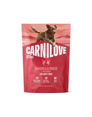 Hrană câini sportivi 1,5 kg CARNILOVE Active Dog Venison și Renifer Adult vânat, ren și mistreț