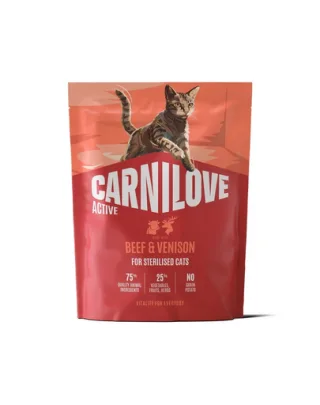 Hrană cu vită și vânat pentru pisici sterilizate CARNILOVE Active Cat Beef and Venison Sterilised 400 g