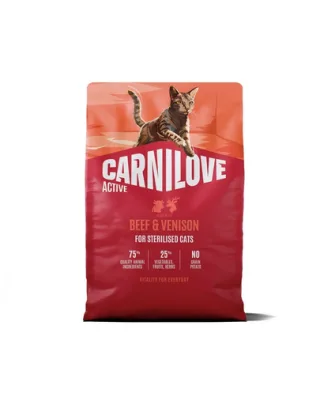 Hrană pisică sterilizată CARNILOVE Active Cat Beef and Venison Sterilised 2 kg vită și vânat