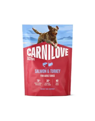 Hrană câini activi CARNILOVE Active Dog Salmon and Turkey Adult 1,5 kg somon și curcan