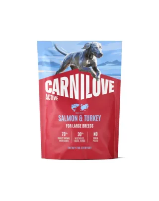 Hrană câini talie mare CARNILOVE Active Dog Salmon &amp; Turkey Adult Large Breeds 1,5 kg somon și curcan