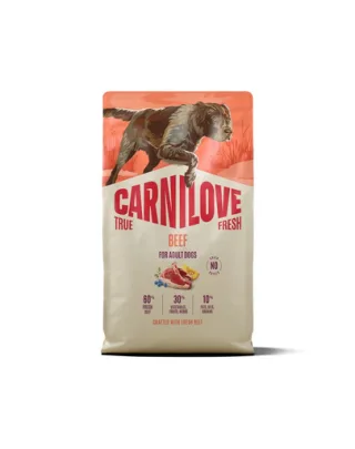 Hrană câini CARNILOVE True Fresh Dog Beef Adult 4 kg cu vită