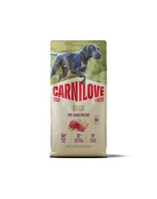 Hrană câini rase mari 12 kg CARNILOVE True Fresh Dog Duck Adult Large Breeds cu rață