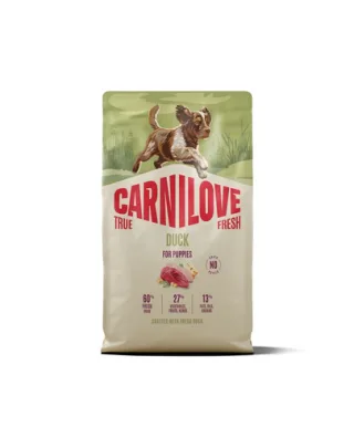 Hrană pui câine CARNILOVE True Fresh Dog Duck Puppies 4 kg cu rață