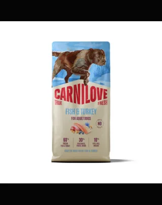 Hrană câini cu pește și curcan CARNILOVE True Fresh Dog Fish and Turkey Adult 12 kg