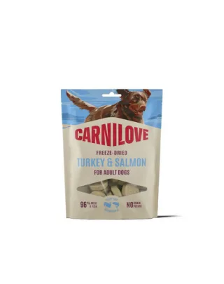 CARNILOVE Freeze-Dried Turkey &amp; Salmon snack liofilizat pentru câini 60 g