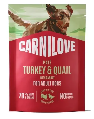 Plic hrană câini CARNILOVE Pouch Paté Turkey &amp; Quail curcan și prepeliță 300 g