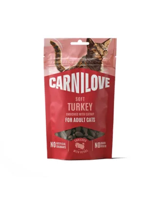 Recompense moi pentru pisici CARNILOVE Soft Snack cu curcan și iarbă-mâței 50 g