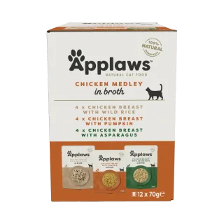 Hrana umeda pisici, Applaws Cat Adult Selectie Pui, Multipack Plicuri, 12 x 70 g