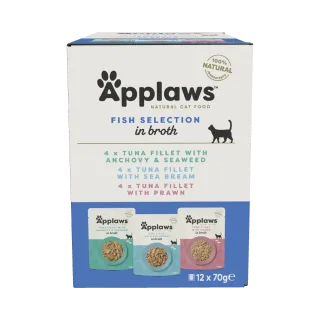 Hrana umeda pisici, Applaws Cat Adult Selectie Peste, Multipack Plicuri, 12 x 70 g