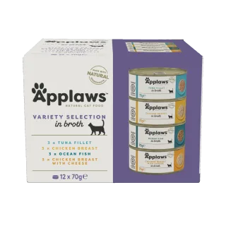 Hrana umeda pisici, Applaws Cat Adult Cu Ton, Pui & Peste Marin, Multipack Conserve, 12 x 70 g